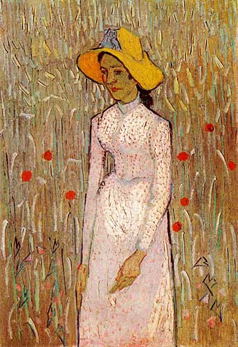 Vincent Van Gogh&nbsp;Young Girl Standing against a Background of Wheat, Auvers-sur-Oise, late June 1890